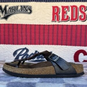 Birkenstock Black Leather Thong Sandals